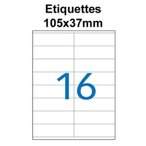 Étiquettes adhésives  105x37mm  (160 étiquettes) - blanc - 10 feuilles -t3azur