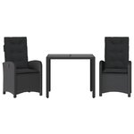 vidaXL Ensemble à manger de jardin avec coussins 3 Pièces Noir