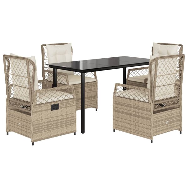 vidaXL Ensemble à manger de jardin avec coussins 5Pièces Beige poly rotin