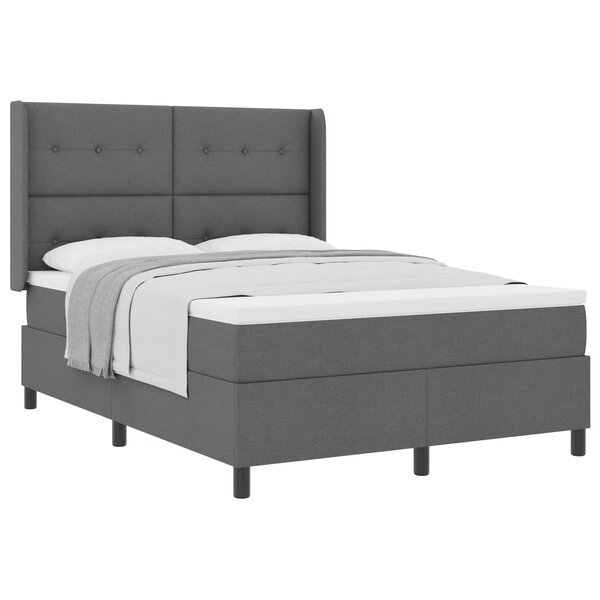vidaXL Lit à ressorts avec matelas Gris foncé 140 x 190 cm tissu