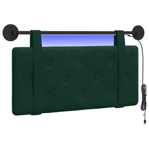 vidaXL Tête de lit suspendue Avec lumière LED Vert foncé Velours