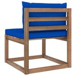 Vidaxl canapé de milieu palette de jardin avec coussins bleu