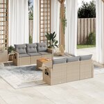 vidaXL Salon de jardin avec coussins 7 Pièces beige résine tressée