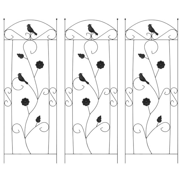 vidaXL Clôture de jardin 3 Pièces Noir 112 x 40 cm Acier
