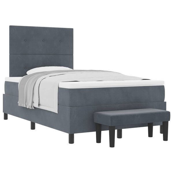 vidaXL Lit à ressorts avec matelas Gris foncé 120 x 190 cm Velours