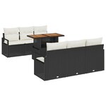 vidaXL Ensemble de canapé de jardin 7 Pièces Noir Poly rotin