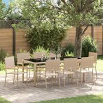 vidaXL Ensemble de salle à manger pour jardin 9 Pièces Beige