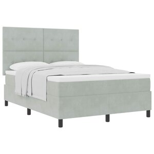 vidaXL Lit à ressorts avec matelas Gris clair 160 x 200 cm Velours