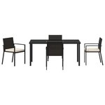 vidaXL Ensemble de salle à manger pour jardin 5 Pièces Noir Poly rotin