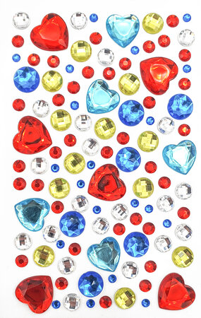 Stickers strass coeurs couleurs vives 0 7 à 1 7 cm 109 pièces