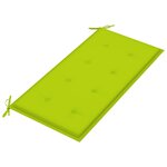 vidaXL Banc de jardin avec coussin vert vif 112 cm Bois de teck massif