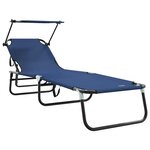 vidaXL Chaise longue pliante avec coussin Bleu 56 x 190 x 81cm tissu