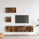 vidaXL Ensemble de meubles TV 4 Pièces Chêne fumé Bois d'ingénierie