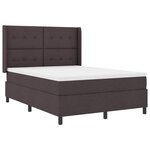 vidaXL Lit à ressort LED avec matelas Marron foncé 140 x 200 cm tissu