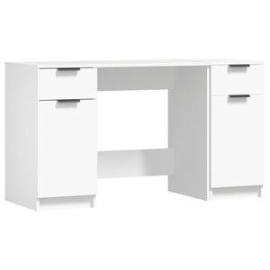 vidaXL Bureau avec armoire latérale Blanc Bois d'ingénierie