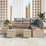 vidaXL Ensemble de canapé de jardin 9 Pièces Beige et Gris clair