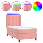 vidaXL Sommier à lattes de lit matelas et LED Rose 90x200 cm Velours