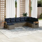 vidaXL Salon de jardin 8 Pièces avec coussins gris résine tressée