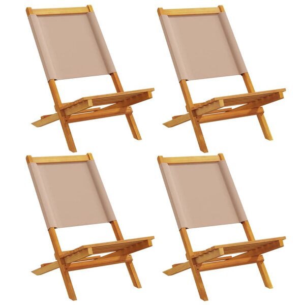 vidaXL Chaises de jardin pliantes lot de 4 taupe tissu et bois massif