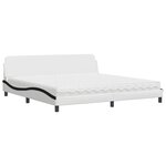 vidaXL Lit avec matelas blanc et noir 200x200 cm similicuir