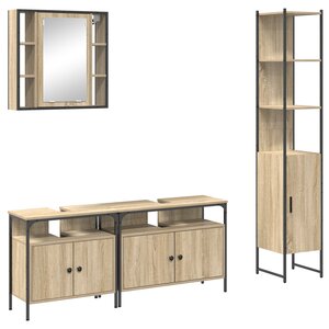 vidaXL Ensemble de mobilier de salle de bain 4 Pièces Chêne sonoma