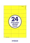 100 planches a4 - 24 étiquettes 70 mm x 37 mm autocollantes fluo jaune par planche pour tous types imprimantes - jet d'encre/laser/photocopieuse fba amazon