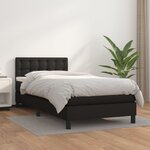 vidaXL Sommier à lattes de lit avec matelas Noir 90x200 cm Similicuir