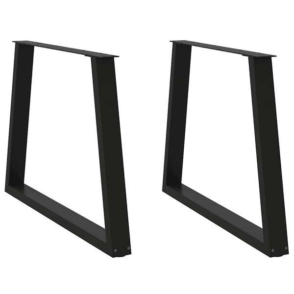 vidaXL Pieds de table à manger en forme de V  2 pièces  noir  100 x (72-73 3) cm  acier