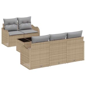 vidaXL Ensemble de canapé de jardin 6 Pièces Beige Poly rotin