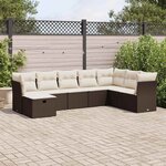 vidaXL Salon de jardin 8 Pièces avec coussins marron résine tressée