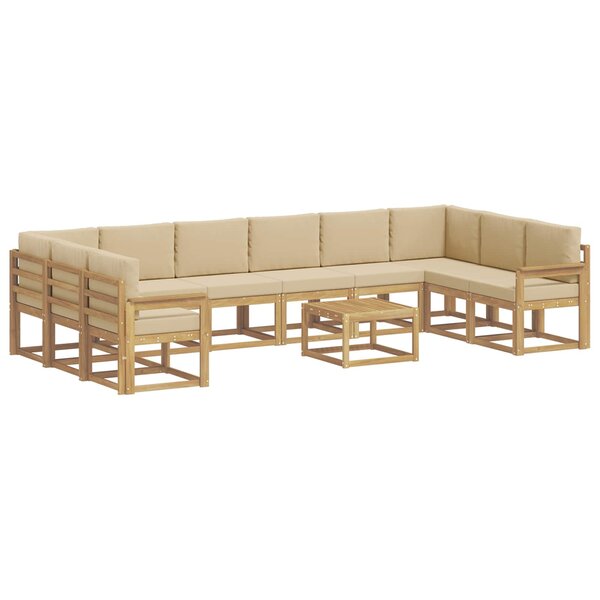 vidaXL Ensemble de canapés d'extérieur 11 Pièces Blanc et Beige