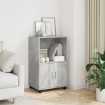 vidaXL Armoire à roulettes gris béton 55x40x91 cm bois d'ingénierie