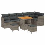 vidaXL Ensemble de canapé de jardin 9 Pièces Gris polyrotin
