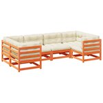 vidaXL Salon de jardin 6 Pièces avec coussins cire marron bois pin massif