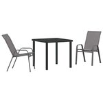 vidaXL Ensemble de salle à manger pour jardin 3 Pièces Gris et Noir