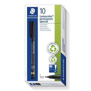 Marqueur Lumocolor permanent spécial 319F Pointe Fine Noir x 10 STAEDTLER