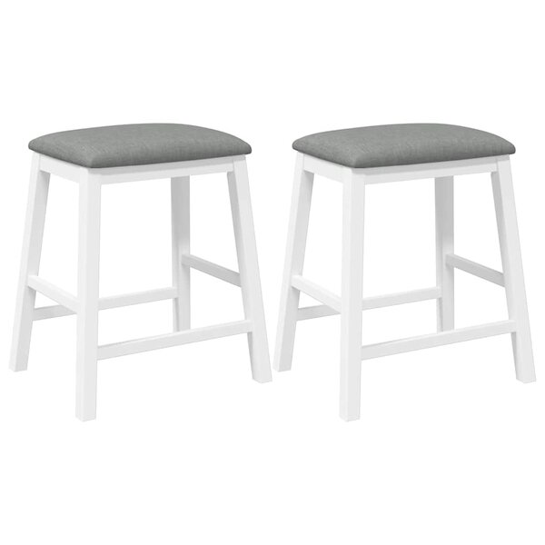vidaXL Chaises de bar avec coussins 2 Pièces blanc bois massif d'hévéa