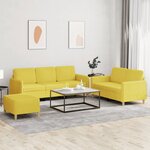 vidaXL Ensemble de canapés 3 Pièces avec coussins Jaune clair Tissu