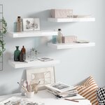vidaXL Étagère murale flottante 4 Pièces Blanc brillant 50x23x3 8 cm MDF