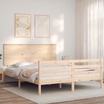 vidaXL Cadre de lit avec tête de lit 160x200 cm bois massif