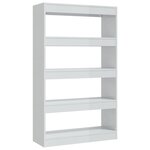 vidaXL Bibliothèque/Séparateur de pièce Blanc brillant bois ingénierie