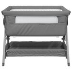 vidaXL Lit pour bébé avec matelas Gris foncé Tissu de lin