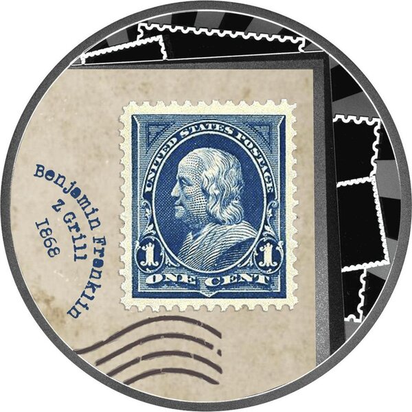 Monnaie BENJAMIN FRANKLIN Z-GRILL World Most Expensive Stamps Argent 500 Francs Cameroon 2025
