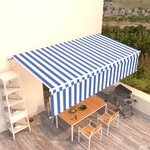 vidaXL Auvent manuel rétractable avec store 6x3 m Bleu et blanc