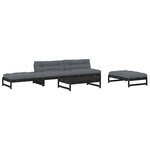 vidaXL Salon de jardin 5 Pièces avec coussins noir bois massif