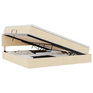 vidaXL Lit avec rangement et matelas avec matelas Crème 200 x 200 cm