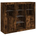 vidaXL Buffets avec lumières LED 3 Pièces chêne fumé bois d'ingénierie