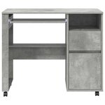 vidaXL Bureau avec roulettes avec tiroir Chêne Béton 91 x 50 x 77 cm