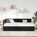 vidaXL Cadre de lit d'angle avec matelas Noir 90 x 190 cm Velours
