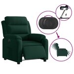 vidaXL Fauteuil inclinable électrique vert foncé velours